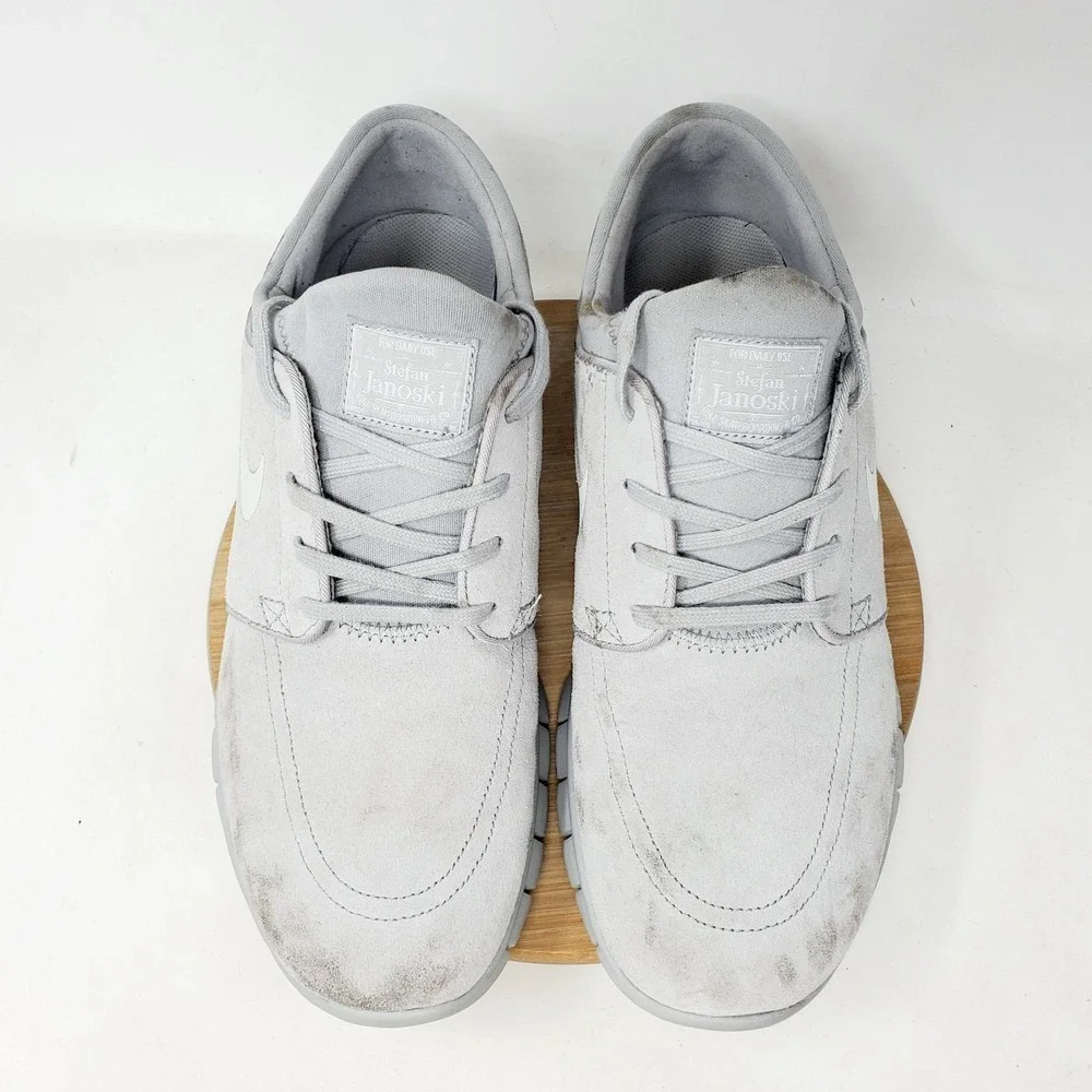 Nike SB Stefan Janoski Max Shoes Mens 10 Grey Leather Lace Up Sneakers